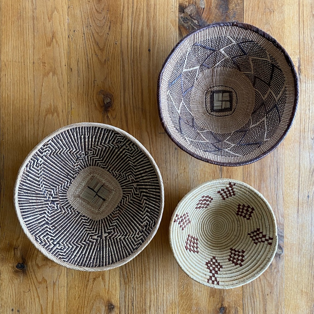 Set of 3 Zulu Handmade Grass Hanging Baskets